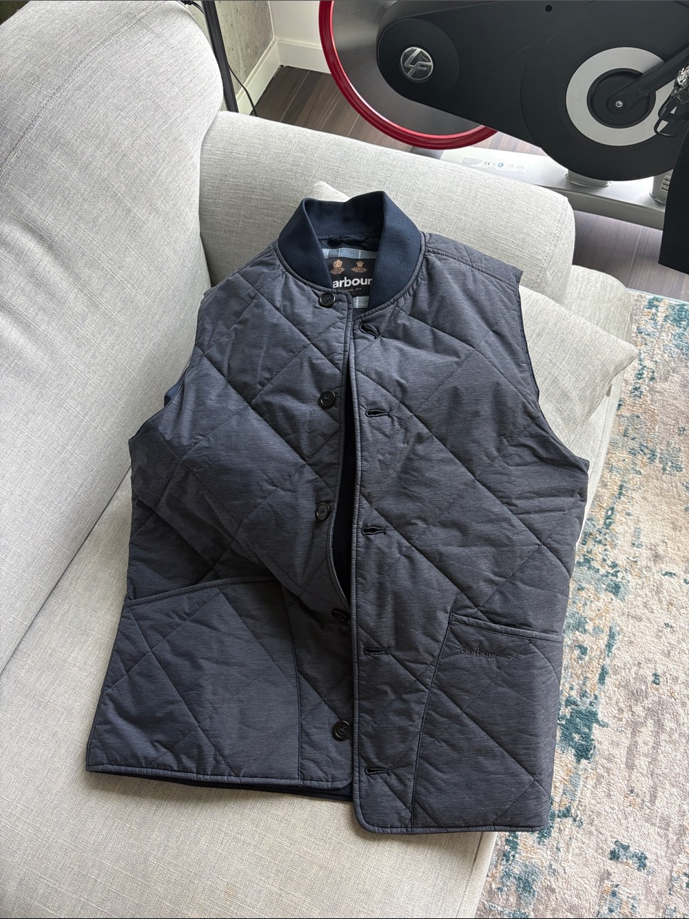 Barbour Navy Quilted Button-Front Vest